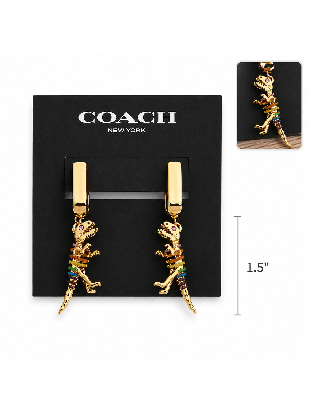 Coach Signature Rainbow Rexy Huggie Earrings - Picture 2 of 3
